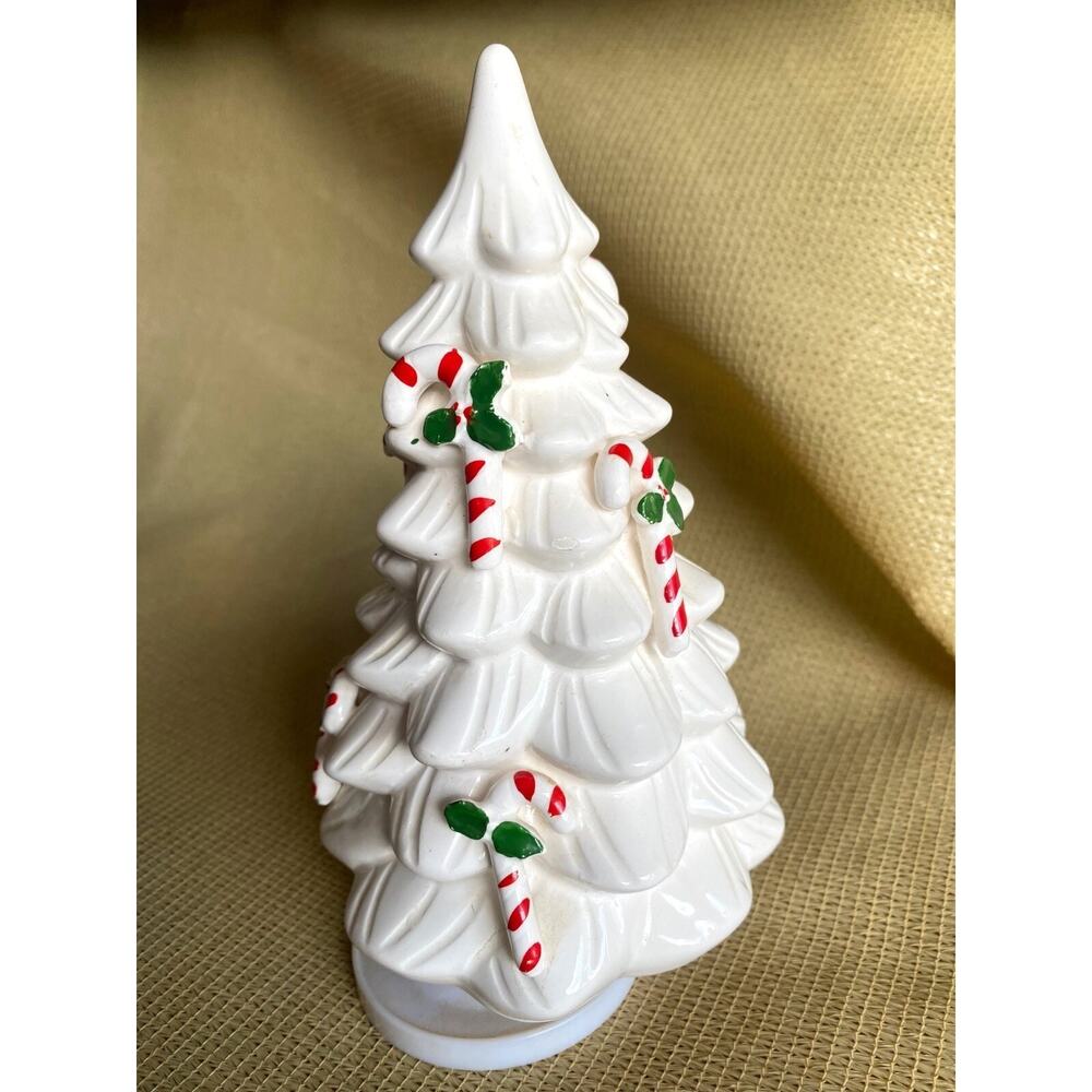 Ron Gordon Designs 8" White Ceramic Musical Christmas Tree Oh Christmas Tree V